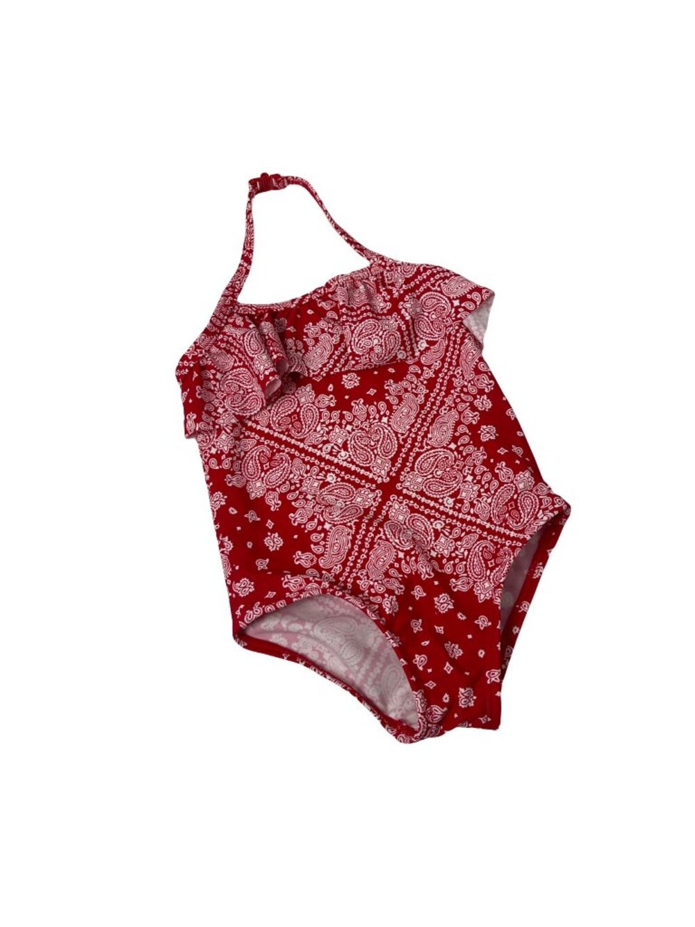 OshKosh Bgosh Girls Swimsuit Red White Bandana Print Halter One-Piece 12M